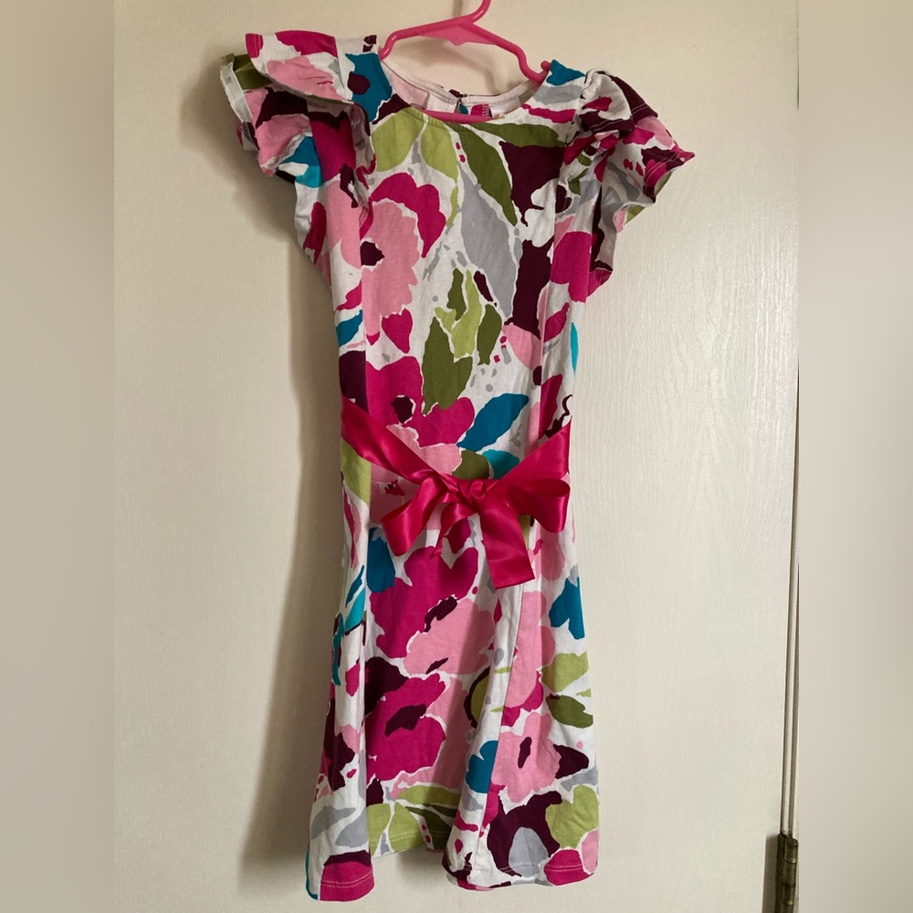 *Gymboree New Pink Floral Print Flutter Sleeve Dress C140